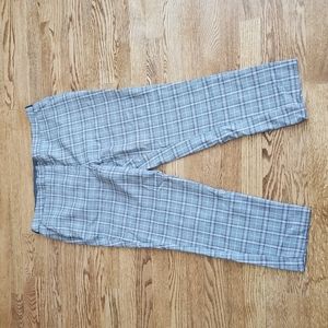 (16) Cleo Plaid Print Viscose Blend Ankle Trouser Pants Slim Straight Leg Classy